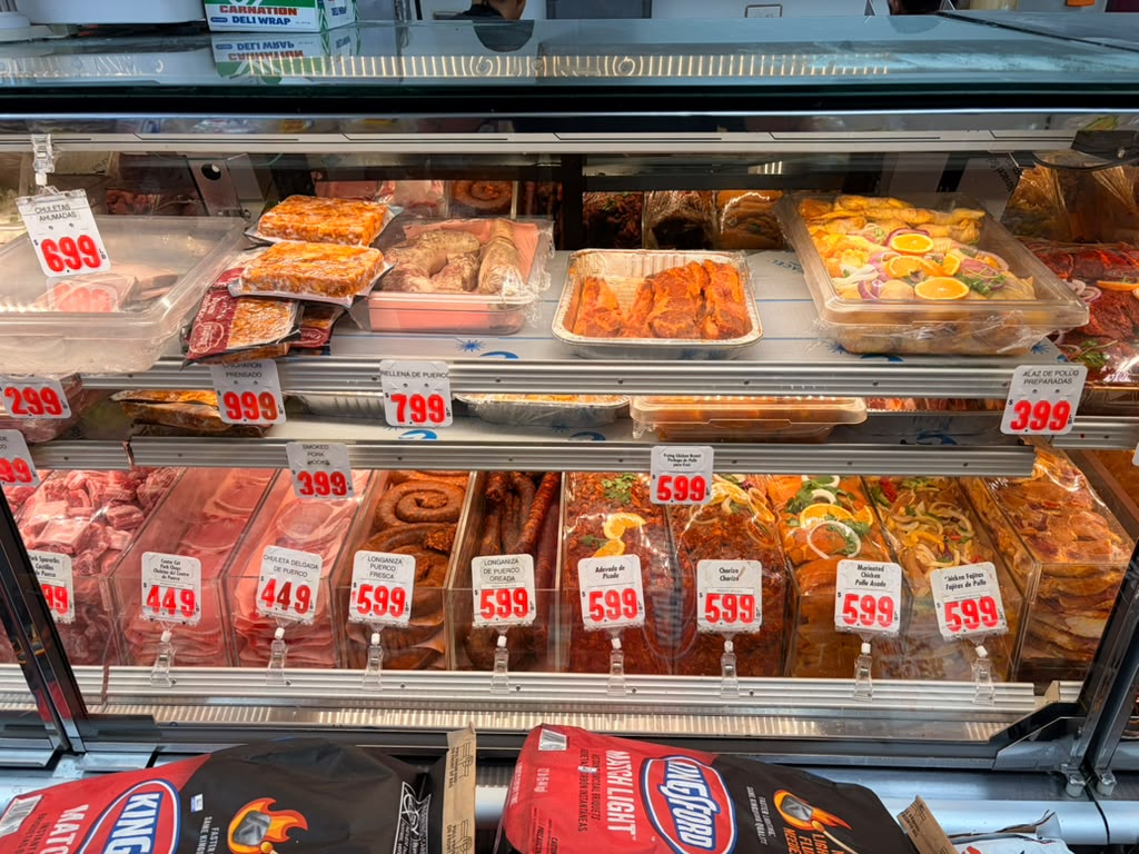 Pork, longaniza, chorizo, pollo asado and chicken fajitas
